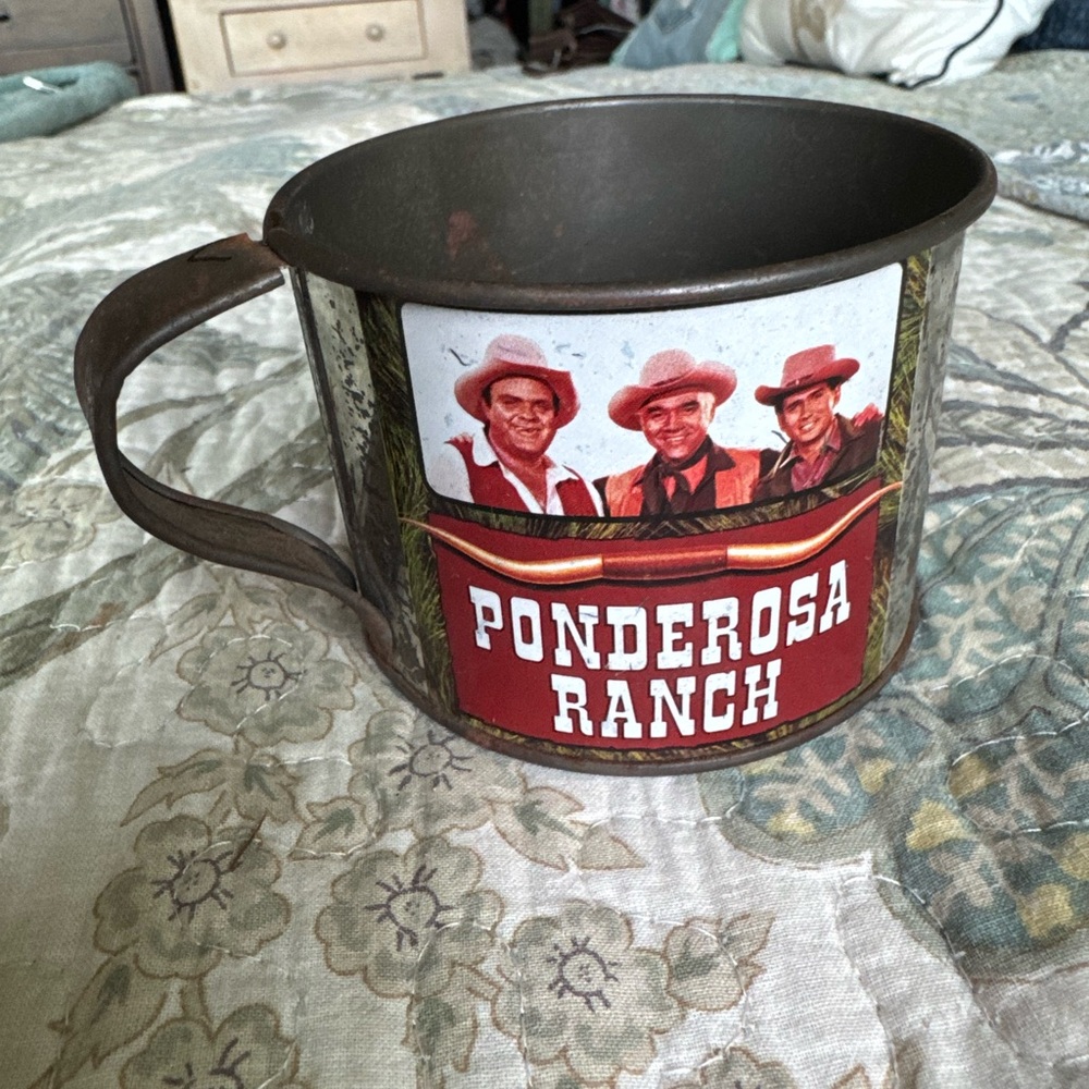 Rare Vintage Ponderosa Ranch Metal Souvenir Mug – Bonanza Cartwright Family Lake
